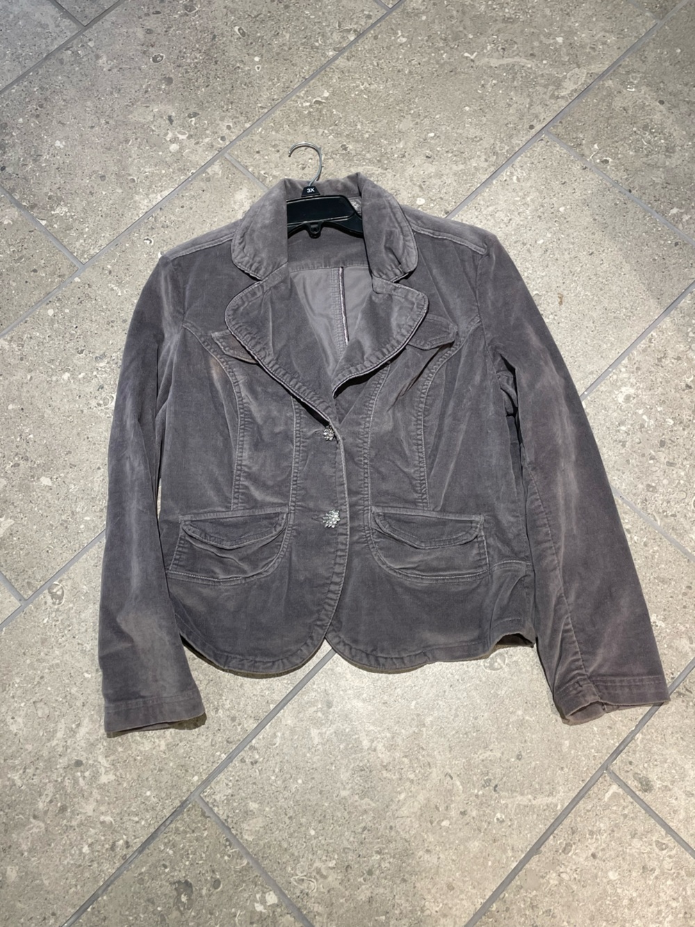 Kickit Jeans Y2K Women’s L Gray Corduroy Button Front Jacket w/ Pockets L